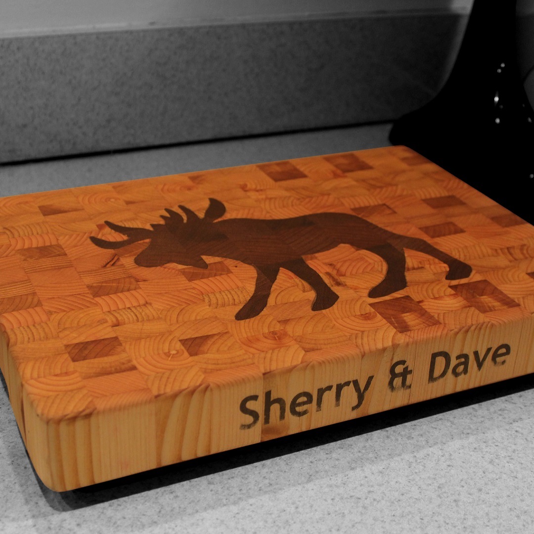 Moose Inlay End Grain Cutting Board - Jackman Works